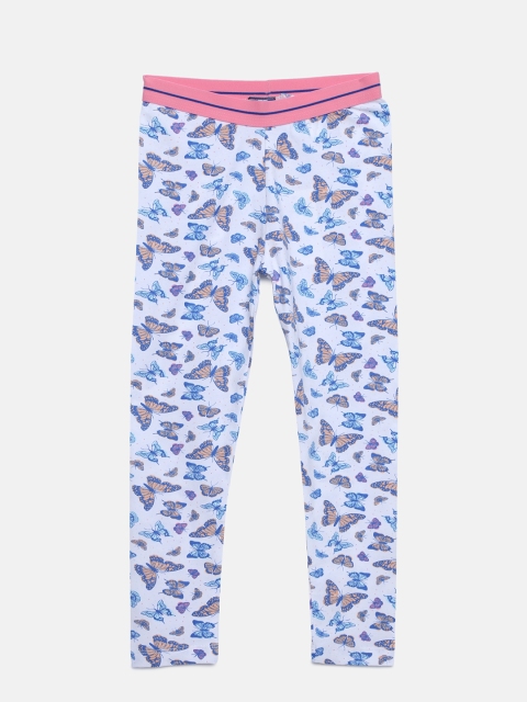 

Fame Forever by Lifestyle Girls White & Blue Butterfly Print Leggings