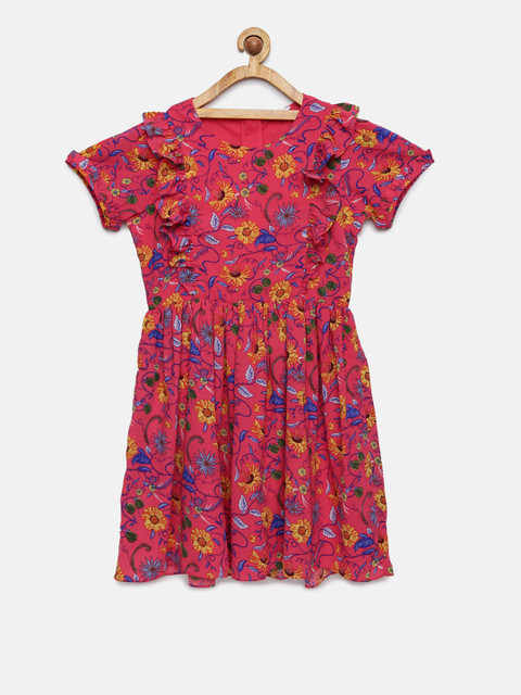 

Bossini Girls Pink Printed Fit and Flare Dress