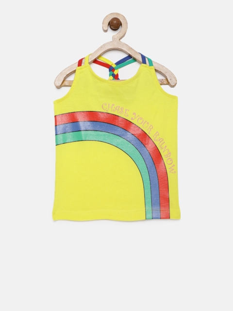 

Juniors by Lifestyle Girls Yellow Printed Tank Top