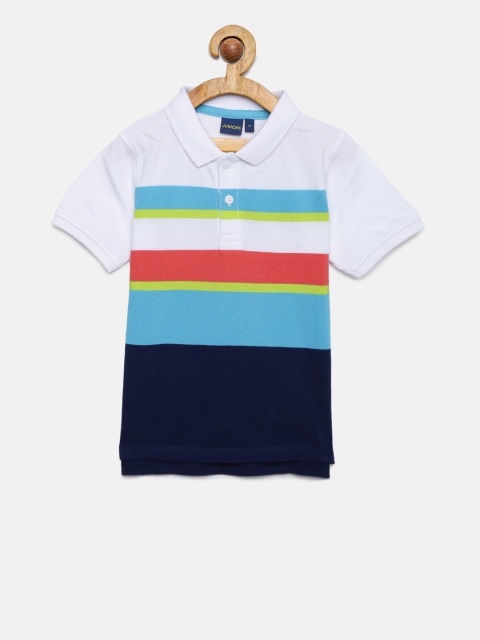 

Juniors by Lifestyle Boys White & Blue Striped Polo Collar T-shirt