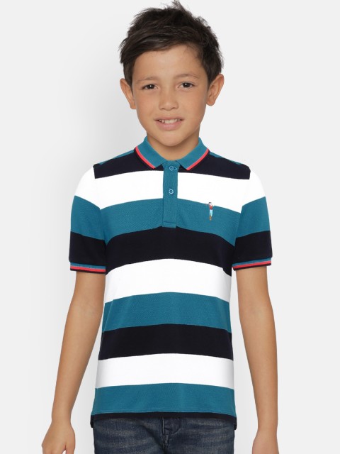 

Bossini Boys Teal Blue & Black Striped T-shirt