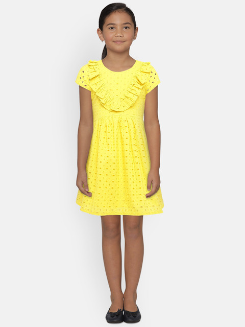 

Bossini Girls Yellow Solid Fit & Flare Dress