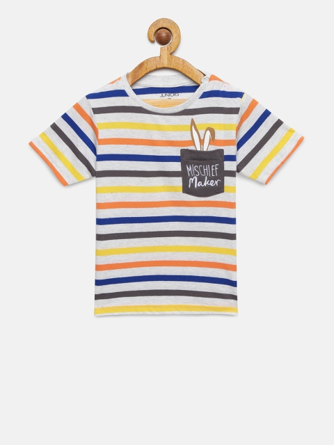 

Juniors by Lifestyle Boys Multicoloured Striped Round Neck T-shirt, Multi