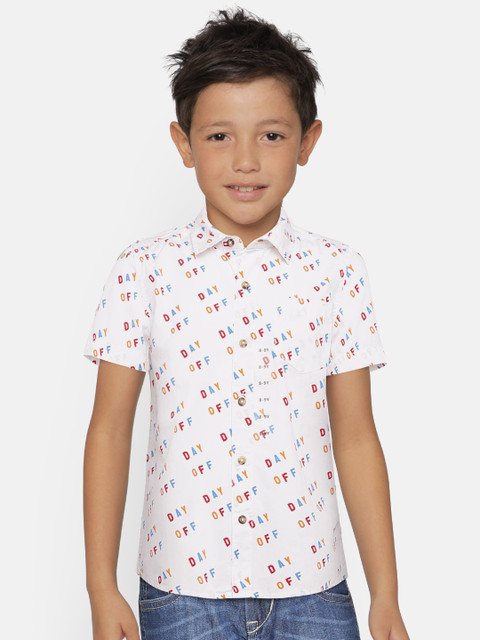 

Bossini Boys White Regular Fit Printed Casual Shirt