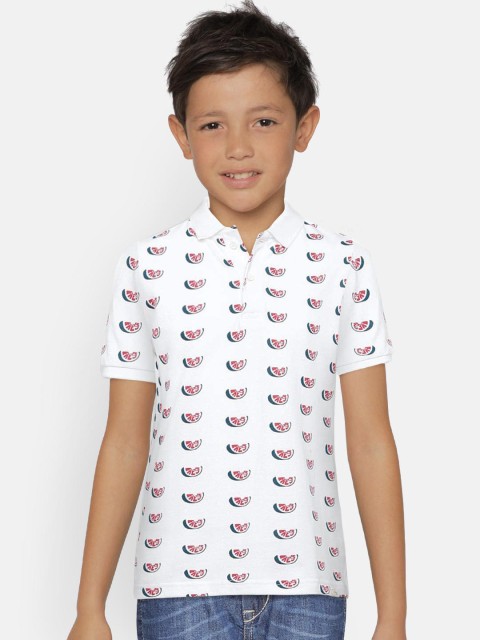 

Bossini Boys White Printed Polo Collar T-shirt
