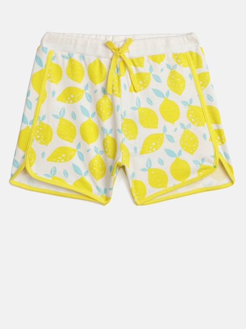 

Fame Forever by Lifestyle Girls White & Yellow Printed Regular Shorts