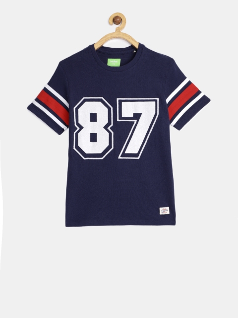 

Bossini Boys Navy Blue Printed Round Neck T-shirt