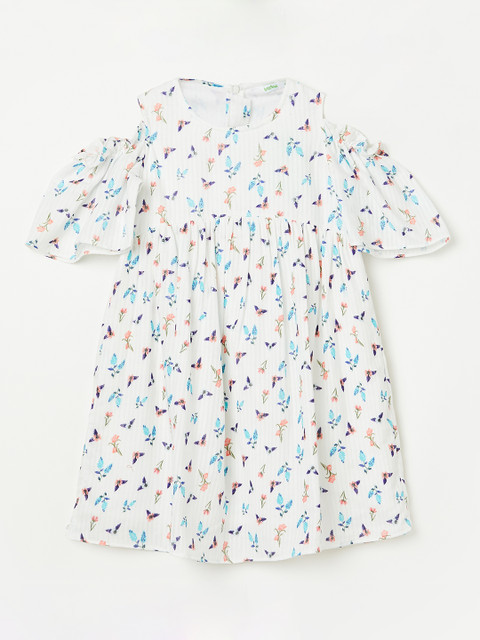 

Bossini Girls White Printed Fit and Flare Dress