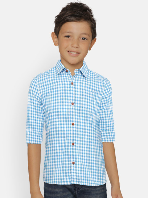 

Bossini Boys Blue Regular Fit Checked Casual Shirt