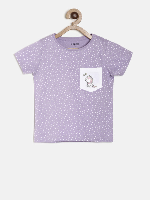 

Juniors by Lifestyle Girls Purple Printed Round Neck T-shirt