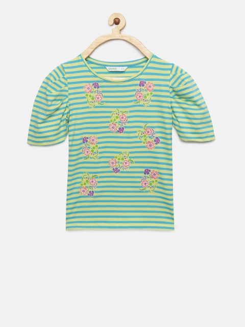 

Bossini Girls Green & Yellow Striped Top