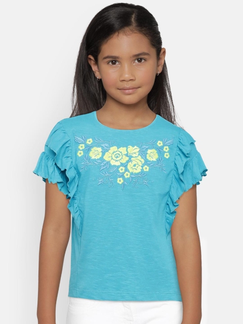 

Bossini Girls Turquoise Blue Printed Top