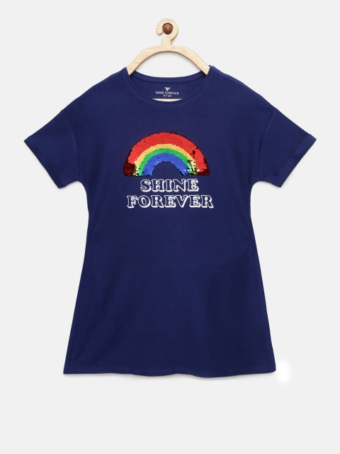 

Fame Forever by Lifestyle Girls Navy Blue Rainbow T-shirt Dress