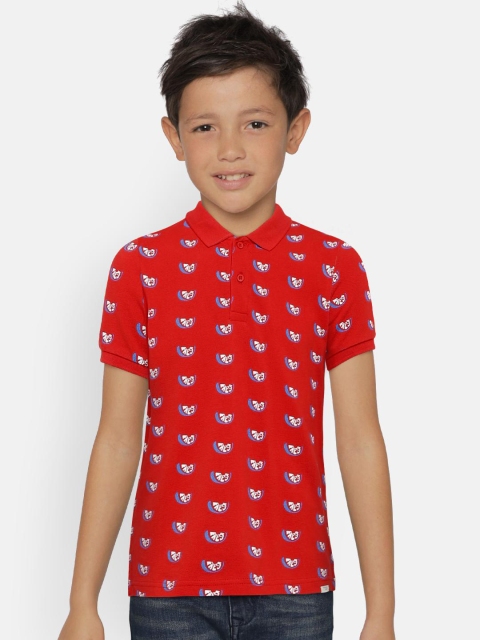 

Bossini Boys Red Printed Polo Collar T-shirt