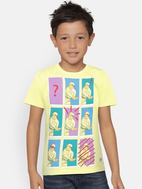 

Bossini Boys Yellow Printed Round Neck T-shirt