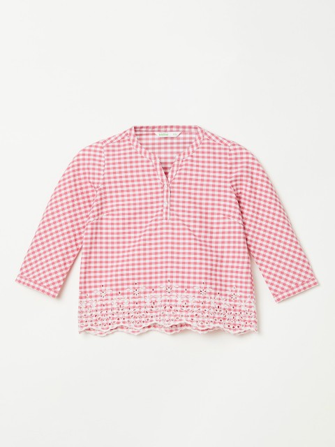 

Bossini Girls Pink & white Checked Shirt Style Top