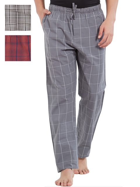 

XYXX Men Super Combed Cotton Pack of 3 Checkmate Lounge Pants XYPYJM3PCKN54, Maroon