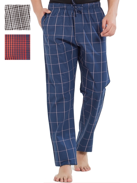 

XYXX Men Super Combed Cotton Pack of 3 Checkmate Lounge Pants XYPYJM3PCKN52, Red