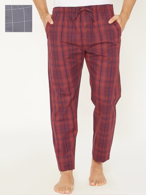 

XYXX Men Super Combed Cotton Pack of 2 Checkmate Lounge Pants XYPYJM2PCKN48, Maroon