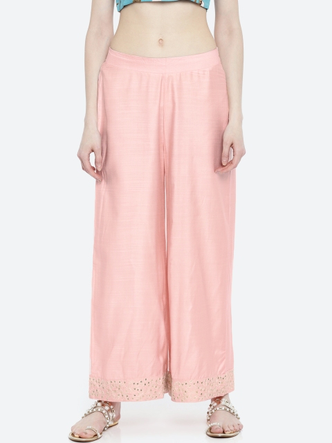 

Melange by Lifestyle Women Pink Solid Wide Leg Palazzos