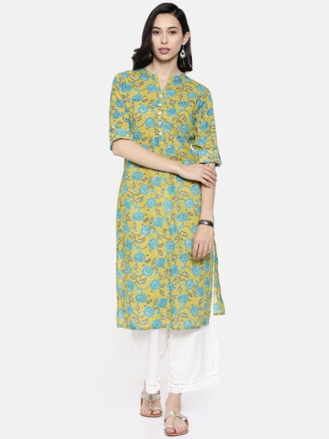 

Melange by Lifestyle Women Green Printed Straight Kurta