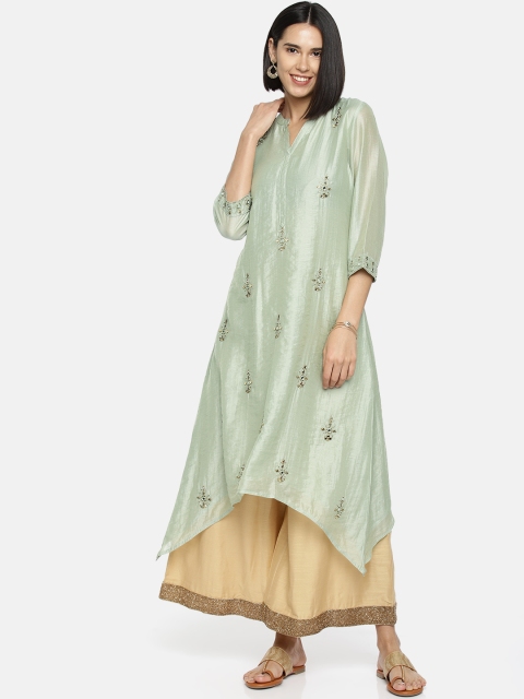 

Melange by Lifestyle Women Green Embellished A-Line Kurta
