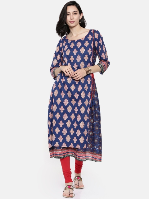 

Melange by Lifestyle Women Navy Blue Printed A-Line Kurta