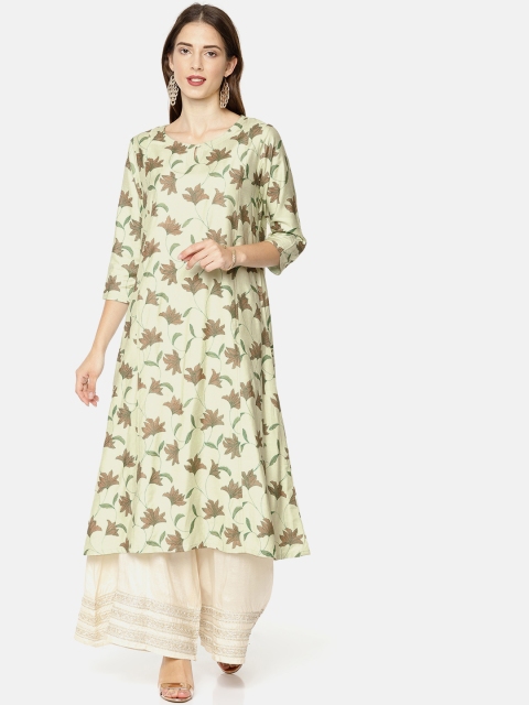 

Melange by Lifestyle Women Green Printed A-Line Kurta