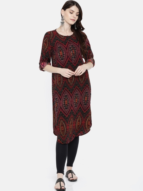

Melange by Lifestyle Women Black & Red Printed A-line Kurta