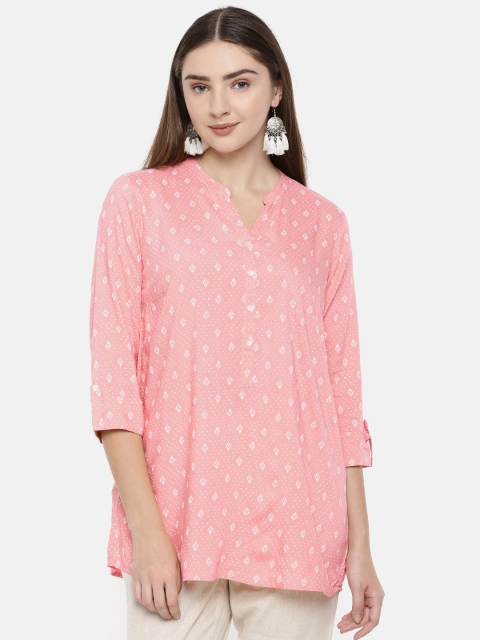 

Melange by Lifestyle Women Pink & White Printed Kurti