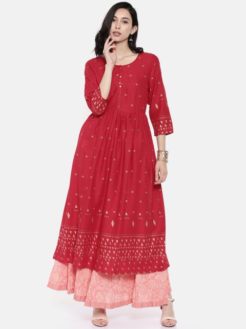 

Melange by Lifestyle Women Red Printed Anarkali Kurta