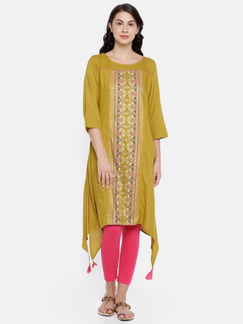 

Melange by Lifestyle Women Green Printed Straight Kurta