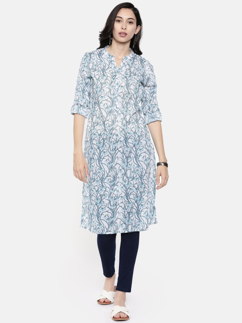 

Melange by Lifestyle Women Blue Printed Straight Kurta