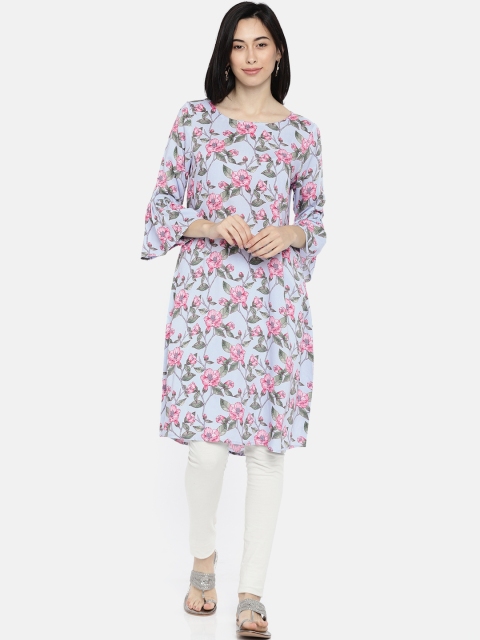 

Melange by Lifestyle Women Blue Printed Straight Kurta