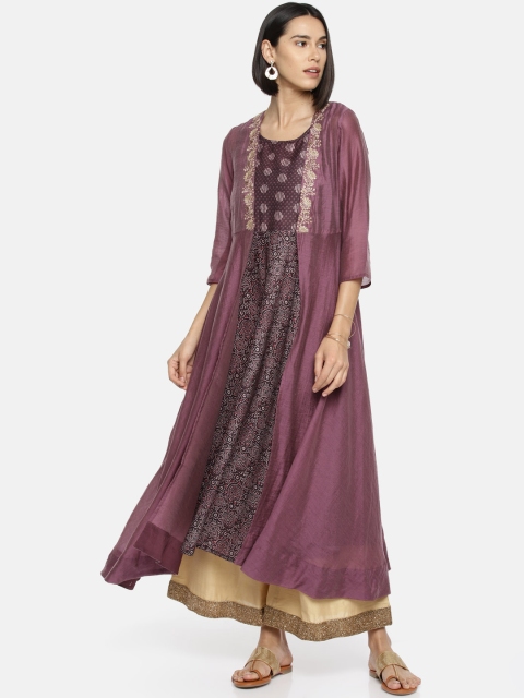 

Melange by Lifestyle Women Purple & Beige Printed A-Line Kurta