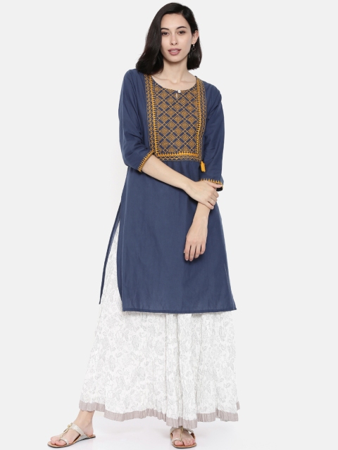 

Melange by Lifestyle Women Grey Woven Design Straight Kurta