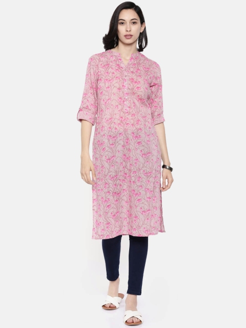 

Melange by Lifestyle Women Pink Printed Straight Kurta