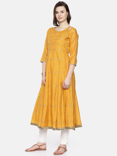 

Melange by Lifestyle Women Mustard Yellow Embroidered Anarkali Kurta