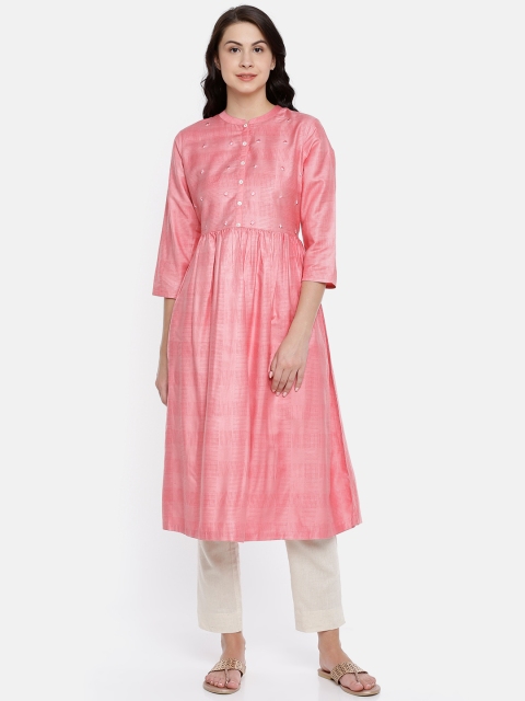 

Melange by Lifestyle Women Pink Printed A-Line Kurta