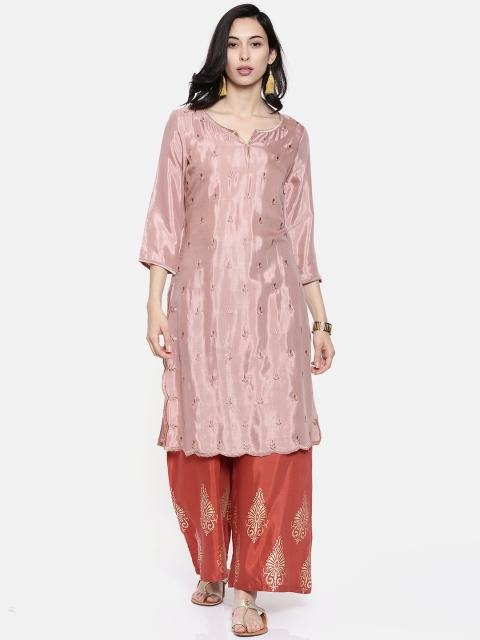 

Melange by Lifestyle Women Pink Embroidered A-Line Kurta