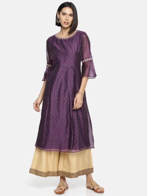 

Melange by Lifestyle Women Purple Printed A-Line Kurta