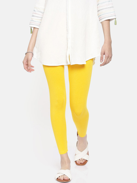 

Melange by Lifestyle Women Yellow Solid Leggings