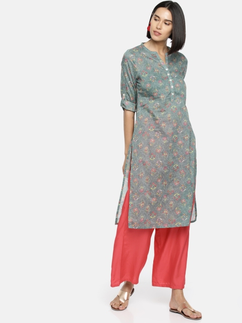 

Melange by Lifestyle Women Green Printed Straight Kurta