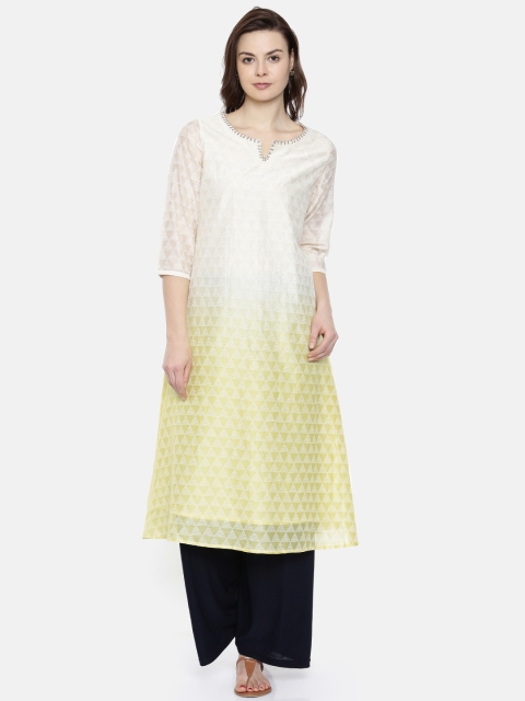 

Melange by Lifestyle Women Yellow & White Printed A-Line Kurta