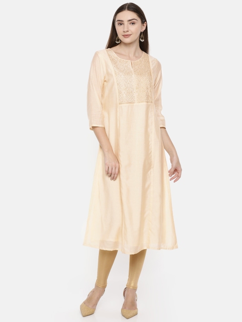 

Melange by Lifestyle Women Beige Yoke Design A-Line Kurta