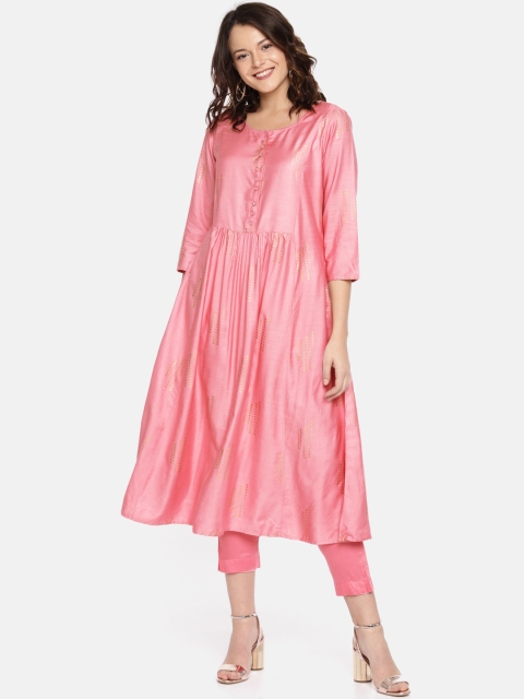 

Melange by Lifestyle Women Pink Printed A-Line Kurta