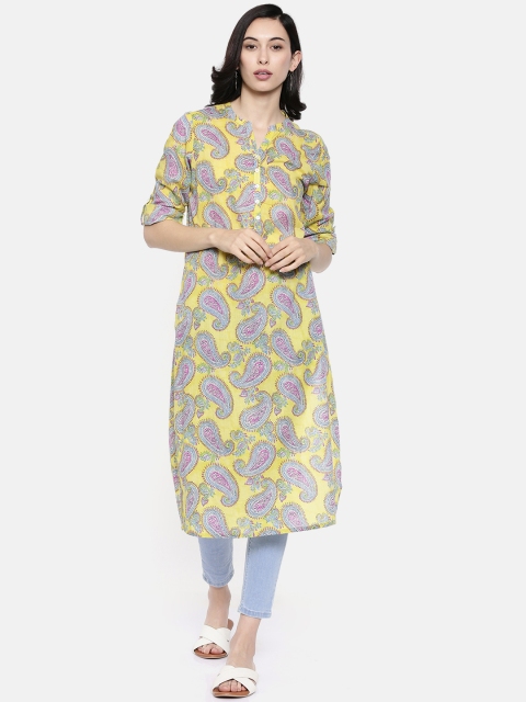 

Melange by Lifestyle Women Green & Blue Printed Straight Kurta