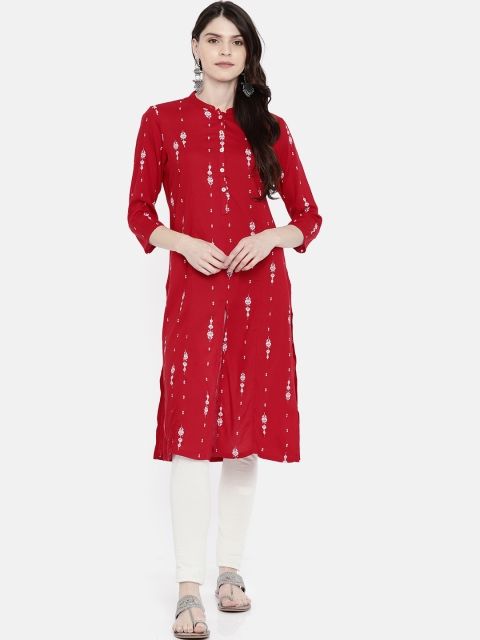 

Melange by Lifestyle Women Red Printed Straight Kurta