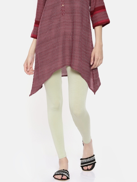 

Melange by Lifestyle Women Sea Green Solid Leggings