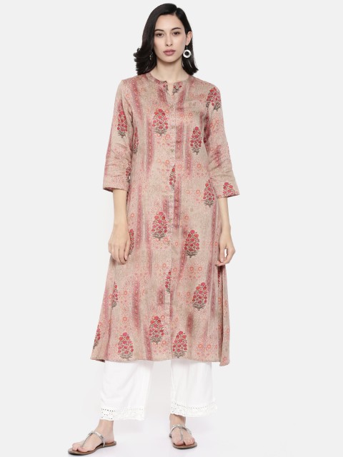 

Melange by Lifestyle Women Brown & Pink Printed A-Line Kurta